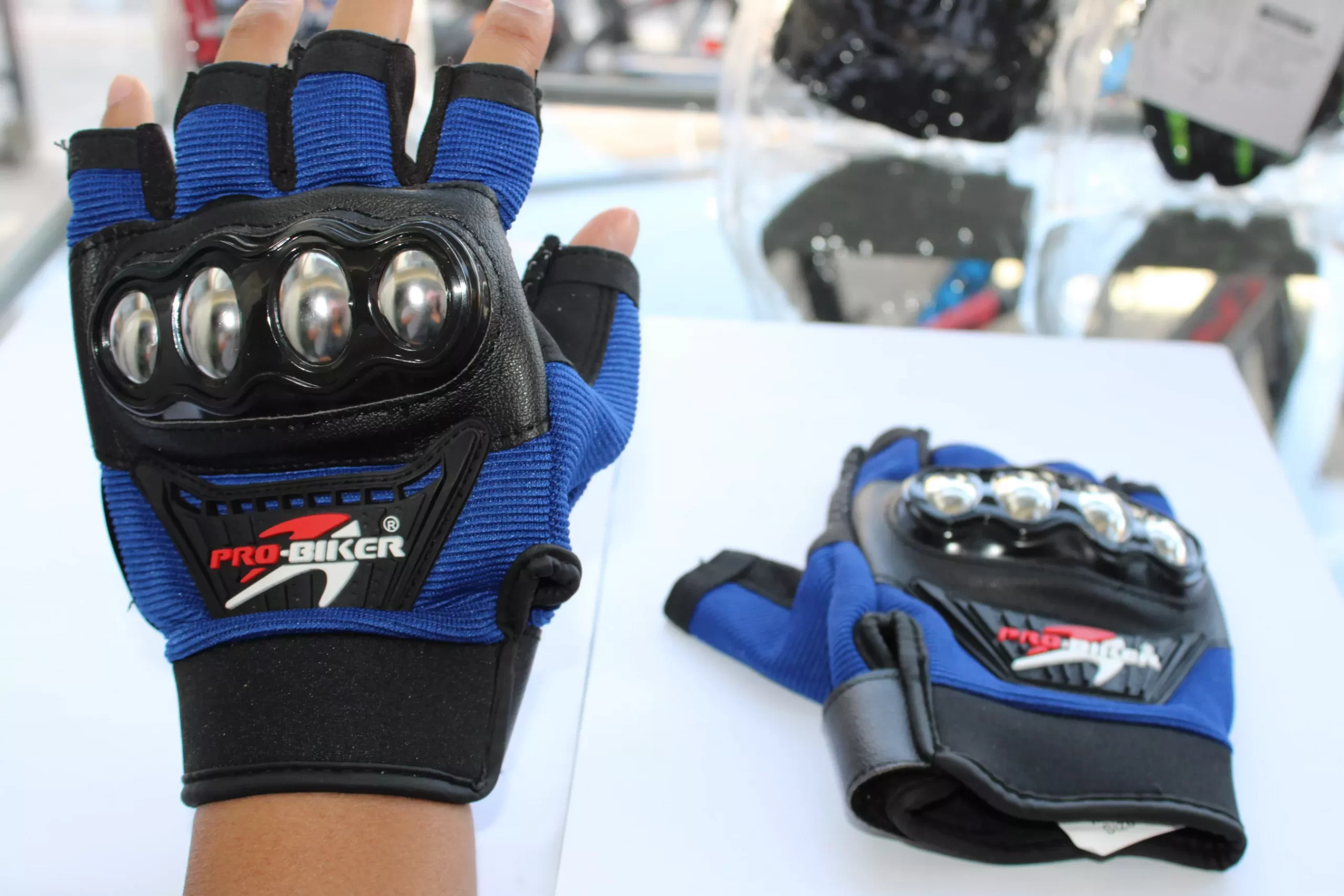 Guante Azul Corto (1) Guantes Ciclismo Motociclismo Talla L Reforzado AZUL - Imagen 1