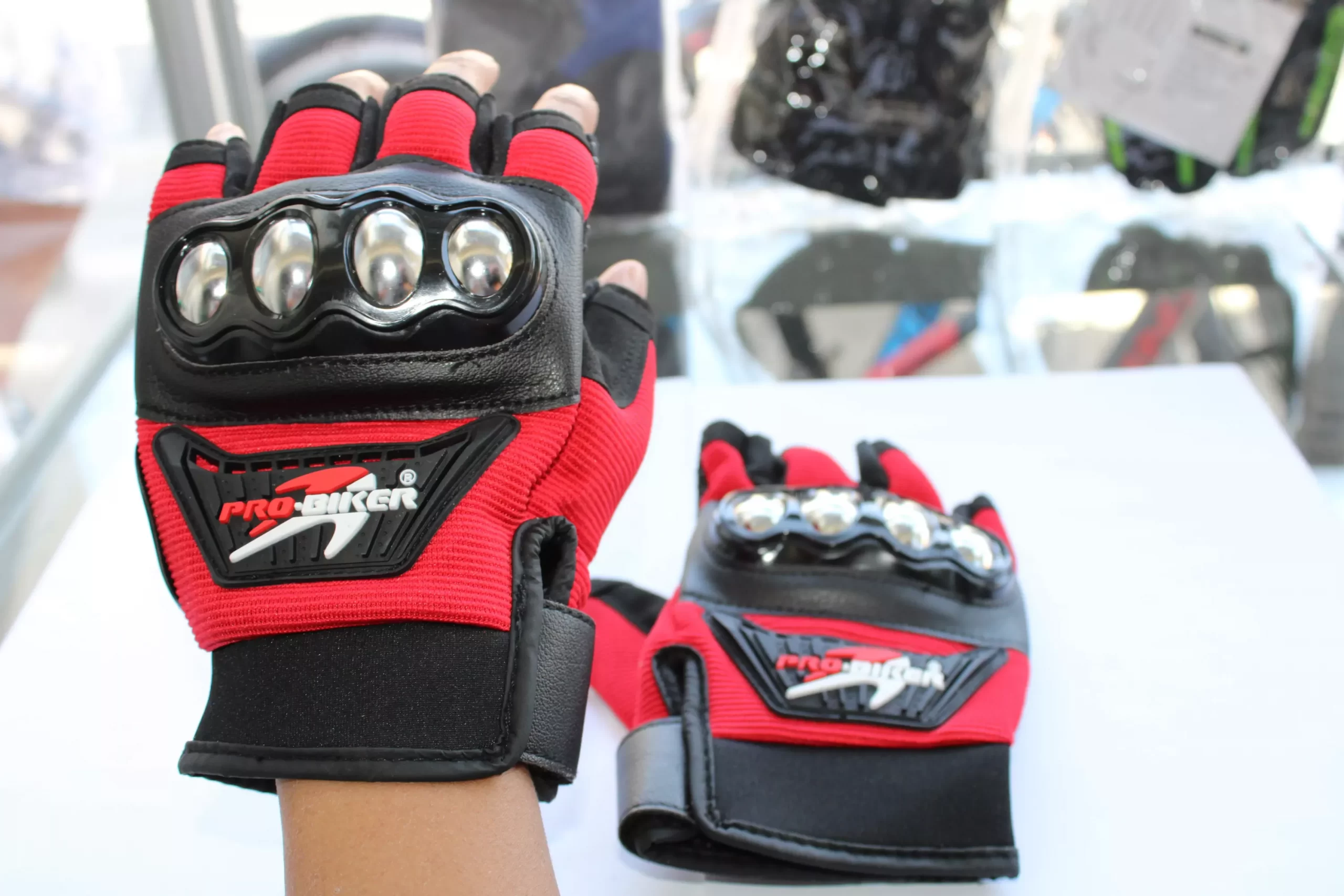 Guante Rojo Corto (1) Guantes Ciclismo Motociclismo Talla L Reforzado ROJO - Imagen 1
